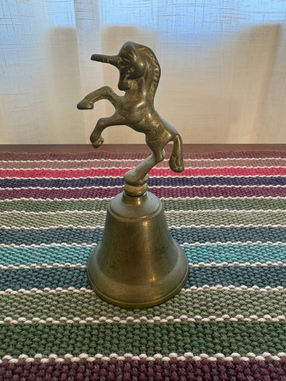 Unicorn Brass Hand Bell in Antique Bronze Finish